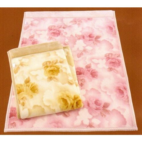 ムートンタッチ 毛布 ピンク柄 温泉毛布 プレミアムムートンタッチ2枚合わせ毛布（ピンク）シングル