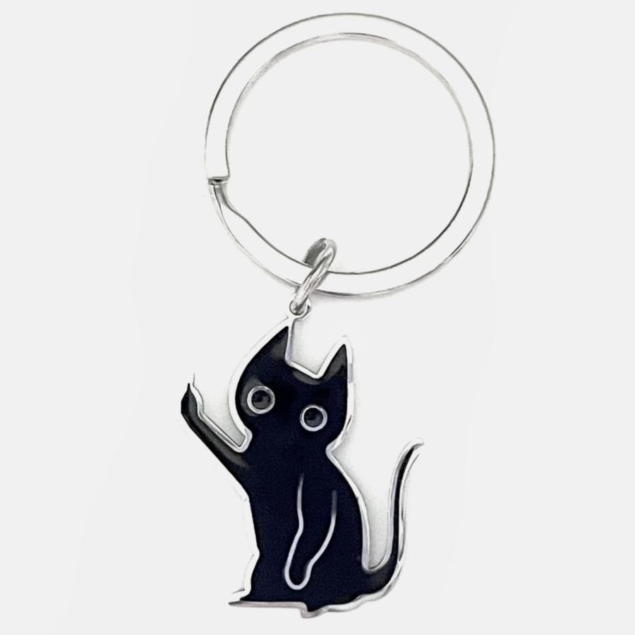 黒猫 キーホルダー 中指 猫 ねこ ネコ くろねこ クロネコ シュール