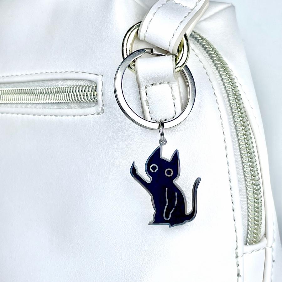 黒猫 キーホルダー 中指 猫 ねこ ネコ くろねこ クロネコ シュール