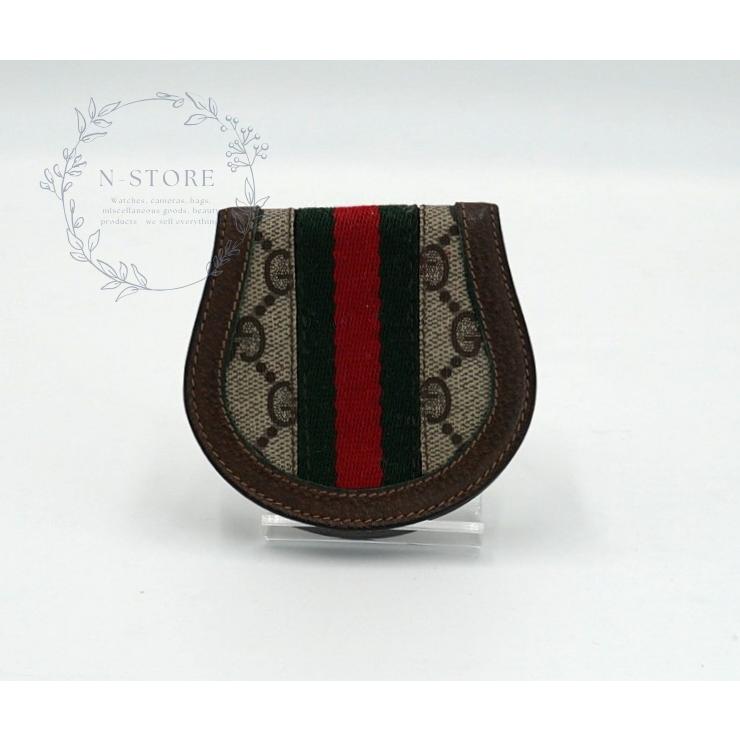 GUCCI オールドグッチ GGスプリーム シェリーライン 馬蹄型 二つ折り 