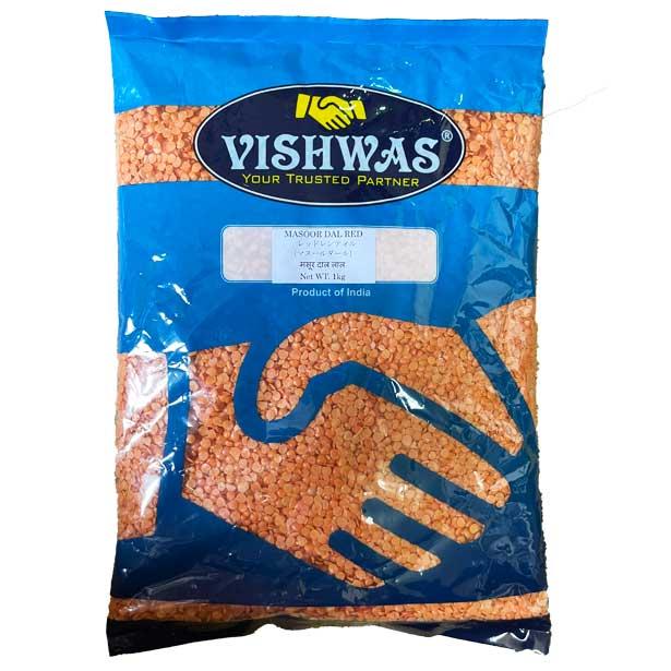 レンズ豆 masoor dal red 1kg ヒラマメ マスールダールの挽き割り レッドレンティル（水で戻す必要なし）インド産 賞味期限2026.12.16 の商品画像