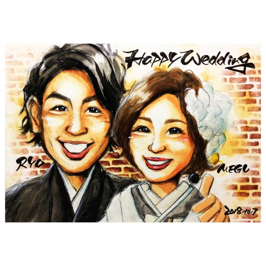 似顔絵 金婚式 銀婚式 プレゼント両親 贈り物 （優しい透明水彩タッチ）父 母 祖父 祖母 お父さん お母さん おじいちゃん おばあちゃん 家族 ギフト 贈り物