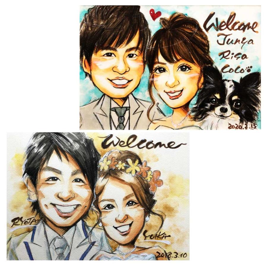 似顔絵 金婚式 銀婚式 プレゼント両親 贈り物 （優しい透明水彩タッチ）父 母 祖父 祖母 お父さん お母さん おじいちゃん おばあちゃん 家族 ギフト 贈り物