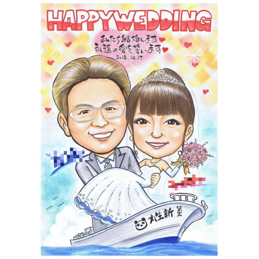 似顔絵ウェルカムボード ウェディング ブライダル 挙式 結婚式 新郎 新婦 披露宴 結婚祝い ギフト サプライズ （ソフトタッチ）_1
