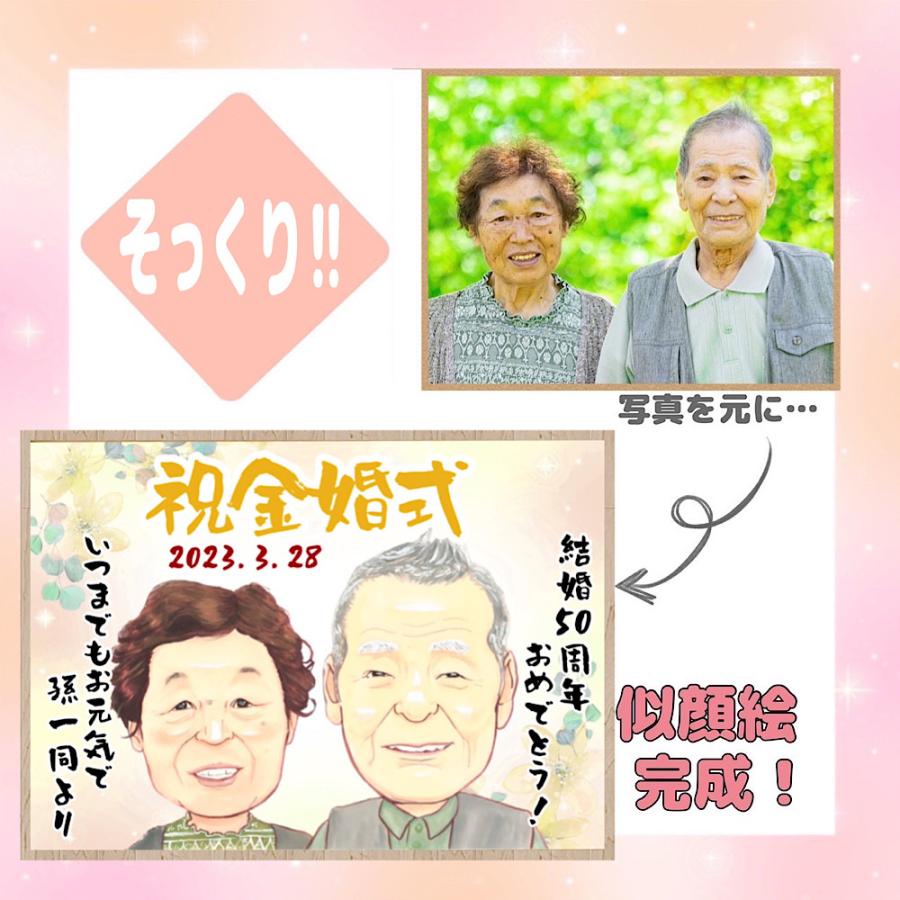 似顔絵 退職祝い プレゼント 額縁付き 送料無料 感謝状 定年退職 父の