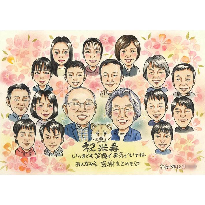 似顔絵 プレゼント イラスト 写真から ラッピング無料 安い 大人数 短