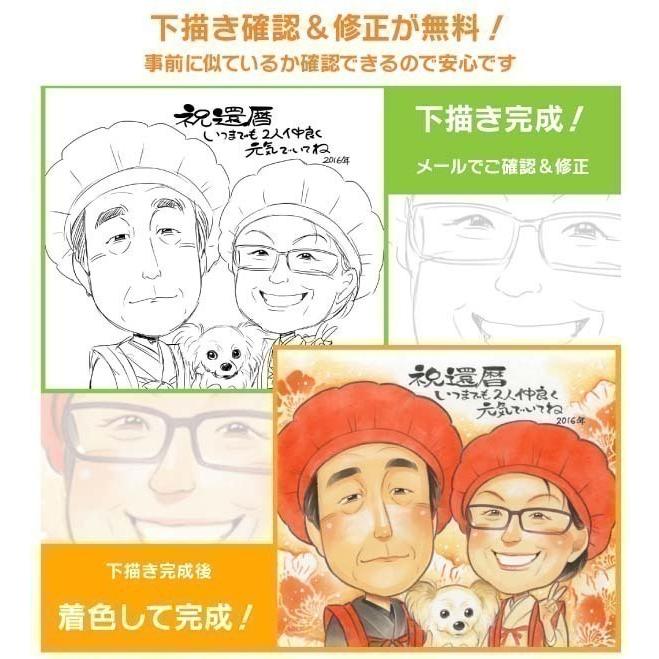 金婚式の似顔絵 感動のプレゼント 色紙 引っ越し 送別 結婚祝い 受章