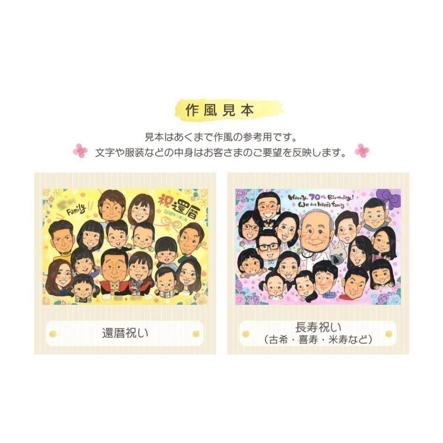 すがた絵 お祖父ちゃん御祖母ちゃん おじいちゃんお御祖母ちゃんに贈るすがた絵 お子さん、孫、ひ孫が囲むまわり合わせ少からずのすがた絵。年配の方の涙腺がゆるむすがた絵です。 mariko