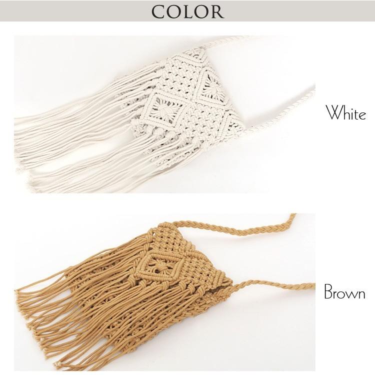 編みバッグ レディース ショルダー マクラメバッグ ハンドメイド マクラメ編み ミニ バッグ フリンジ 斜めがけ 1461 パーティードレス通販ナイトワン 通販 Yahoo ショッピング