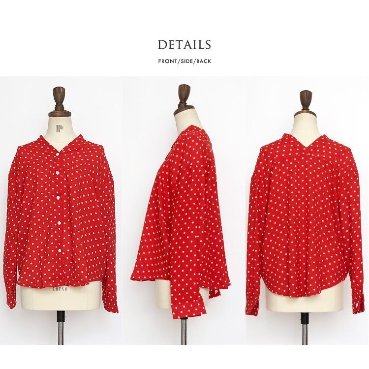 ブラウス 春コーデ ドット シャツ トップス レディース フリーサイズ とろみ 抜き襟 ノーカラー 長袖 3586 パーティードレス通販ナイトワン 通販 Yahoo ショッピング