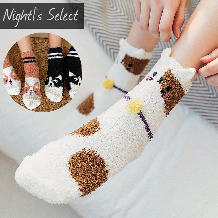 犬猫ルームソックス もこもこ 靴下 レディース 暖かい ボア あったか おやすみ モコモコ かわいい 冷え性 おしゃれ 厚手 可愛い おもしろ 8132 パーティードレス通販ナイトワン 通販 Yahoo ショッピング
