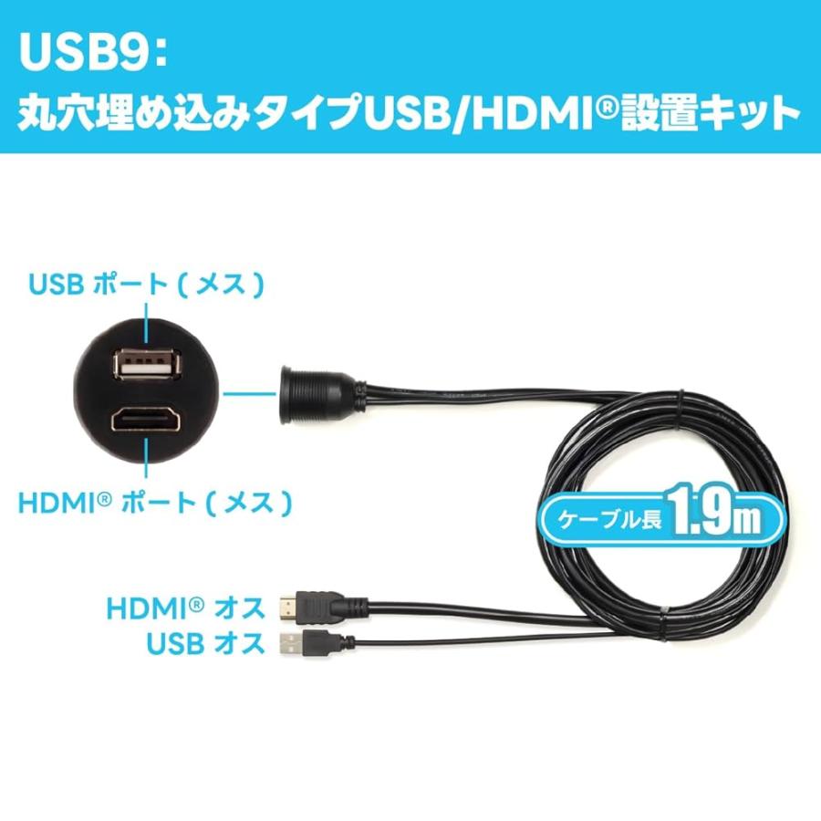 BeatーSonic（ビートソニック） USB9 USB/HDMI延長ケーブル 丸穴
