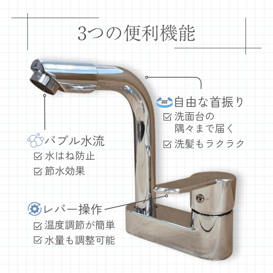 Longsafe 洗面蛇口 混合水栓 2穴 シングルレバー 360° 回転 洗面 Longsafe 洗面蛇口 混合水栓 2穴 シングルレバー 360° 回転 洗面