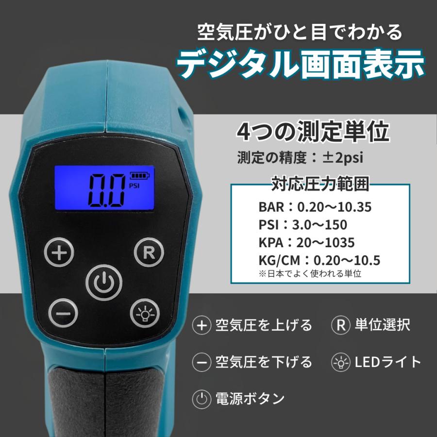 Longsafe 充電式エアコンプレッサー マキタ 互換 バッテリー 対応 18V