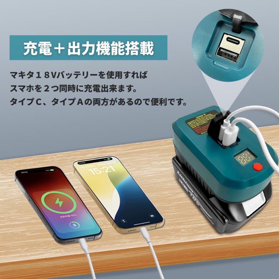 Longsafe マキタ 互換品 PDアダプター USB 65W出力 Type-C デュアル