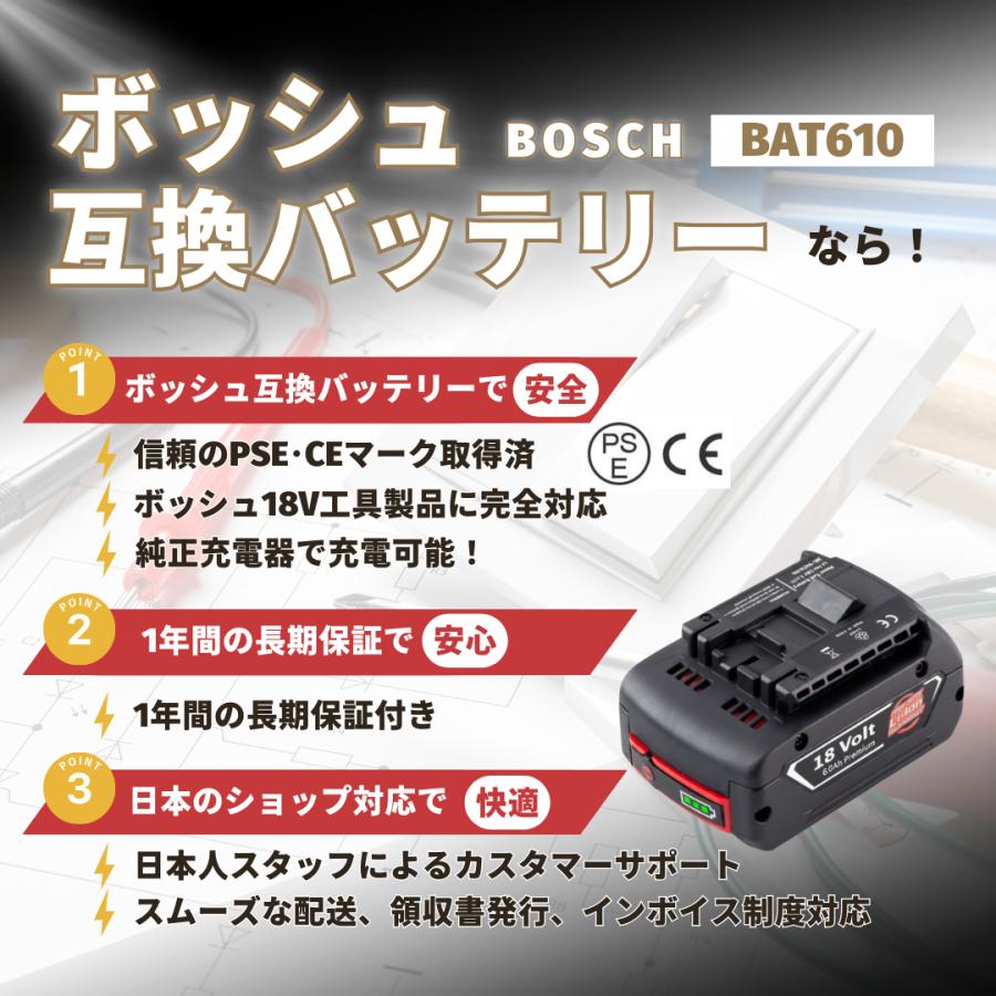 BOSCH（ボッシュ） 互換品 バッテリー BAT610 A1860LIB 18V 6.0Ah