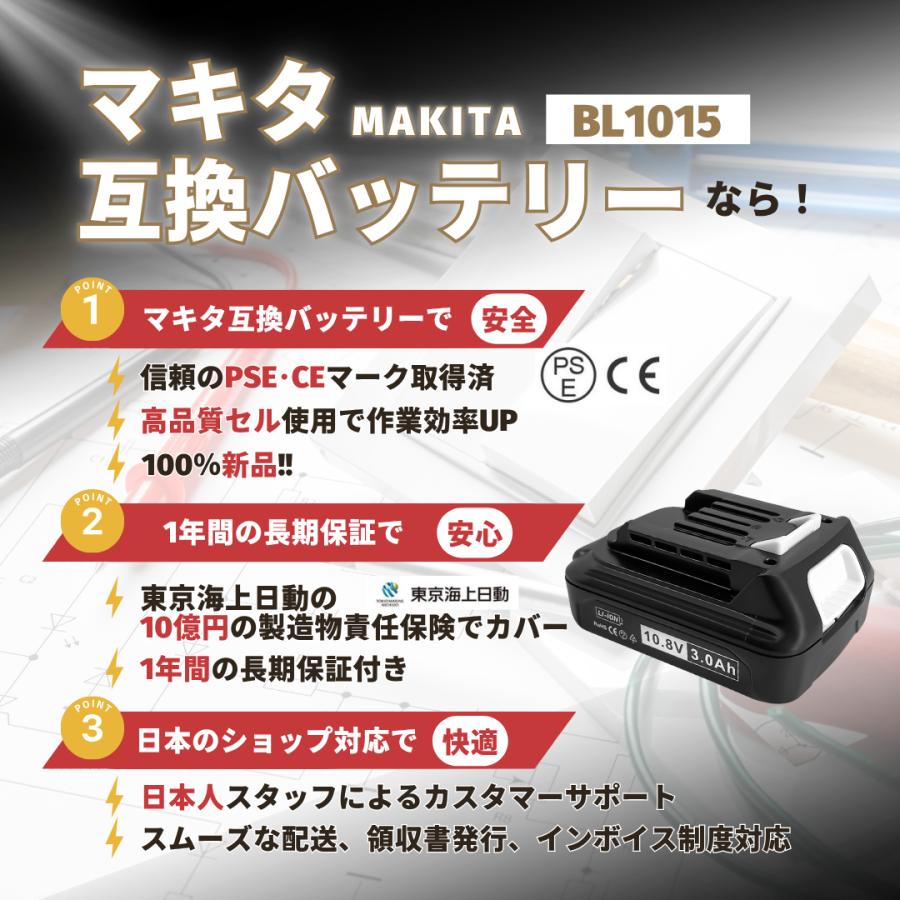 Makita CL107FD 掃除機バッテリーセット BL1015 DC10SA Longsafe マキタ 互換 10.8V バッテリー 充電器セット BL1015 DC10SA 1