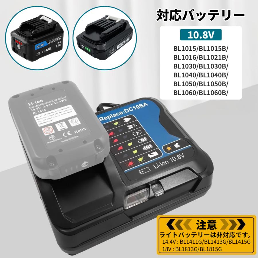 Longsafe マキタ 互換品 BL1015 10.8V バッテリー 充電器 セット LED残