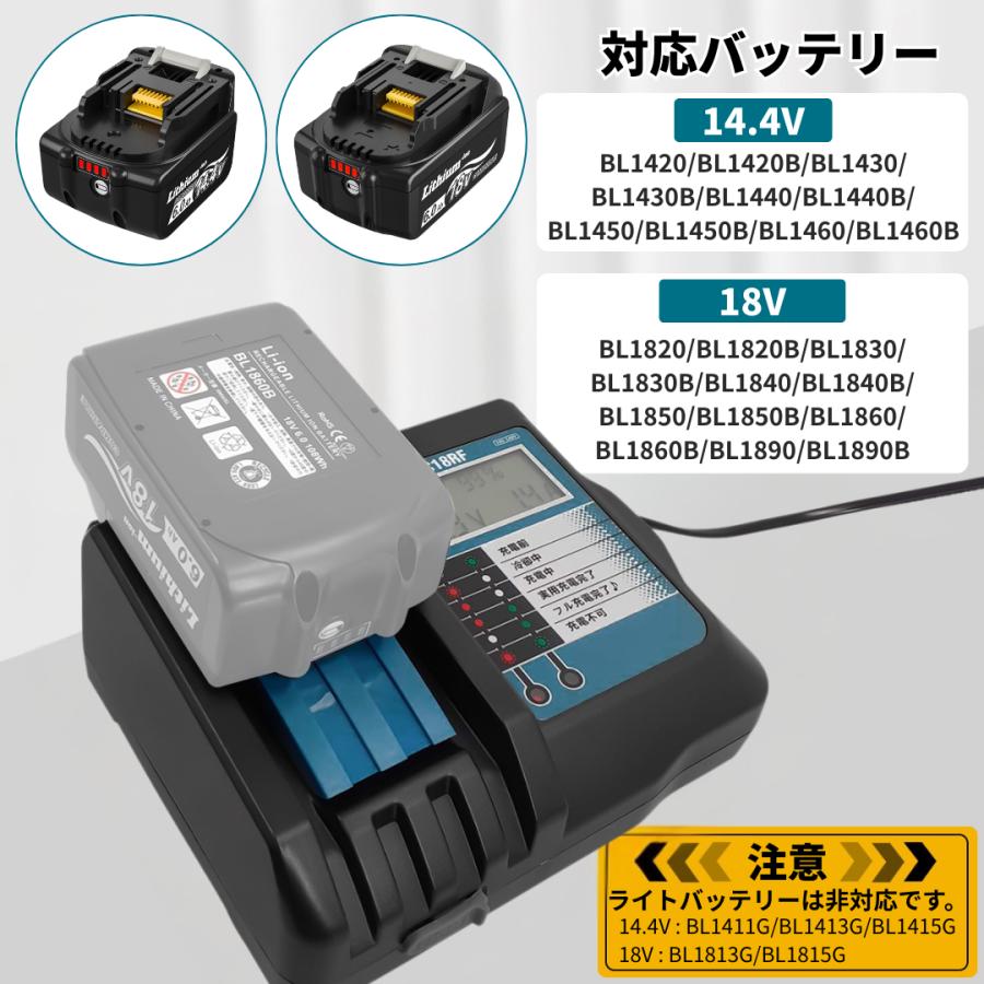 マキタ（makita） 互換 18V バッテリー 充電器セット BL1860B DC18RF