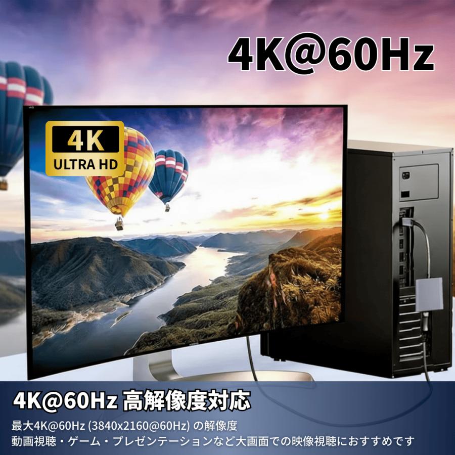 Longsafe ディスプレイポート ハブ 4K 60Hz DisplayPort デュアル
