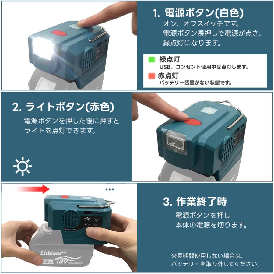 Longsafe インバーター 200W PD3.0 Type-C LED充電式 18V 防災 非常用