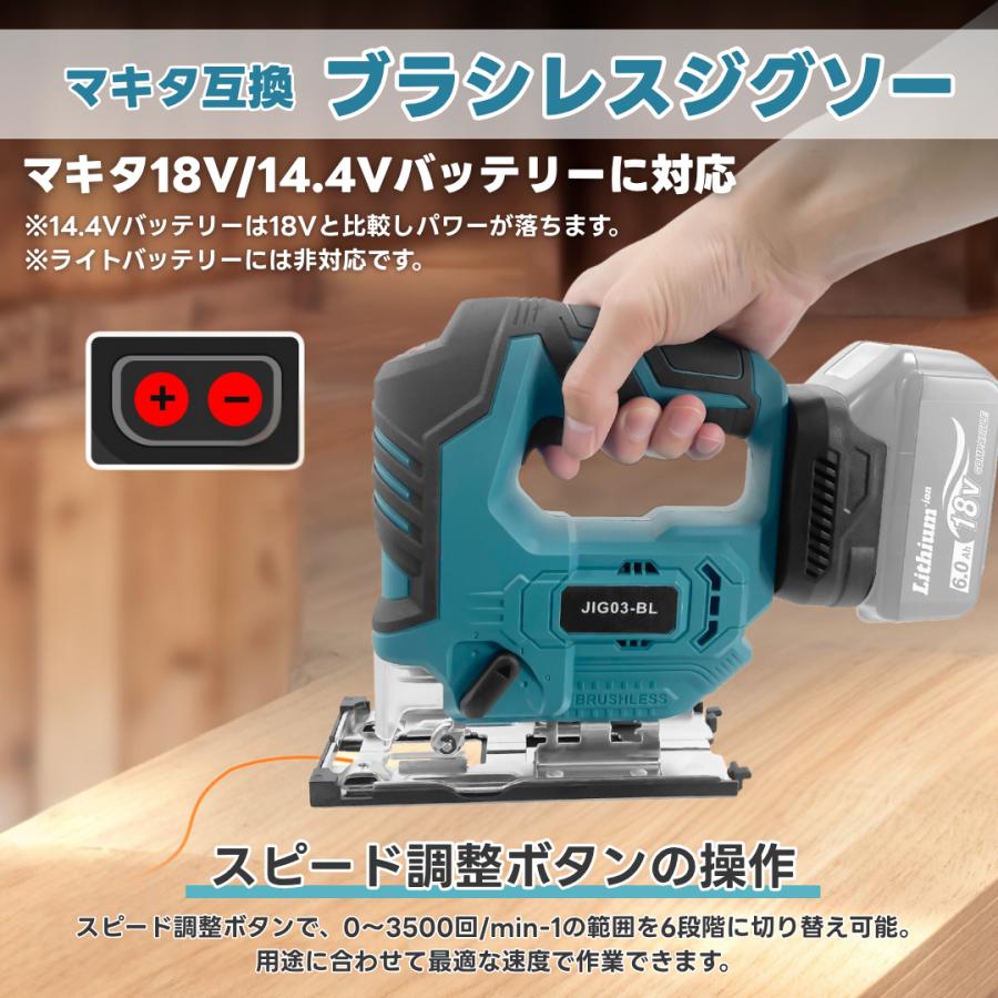 Longsafe ジグソー 工具 充電式 18V ブラシレスモーター 刃付き LED