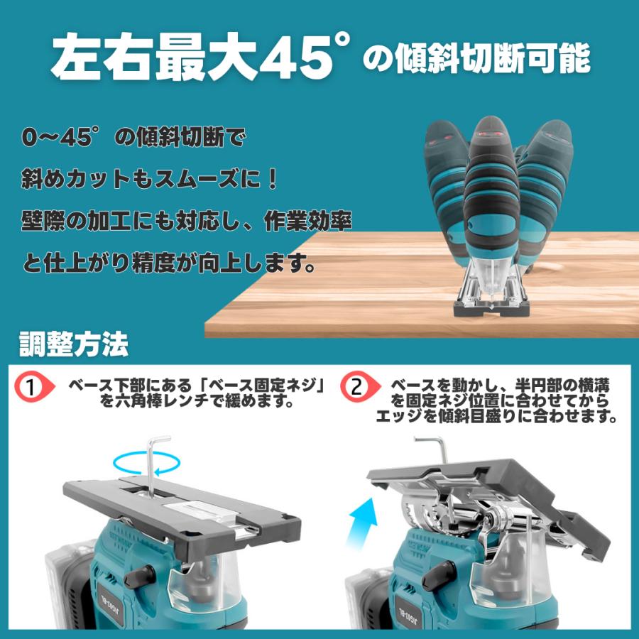 Longsafe ジグソー 工具 充電式 18V ブラシレスモーター 刃付き LED