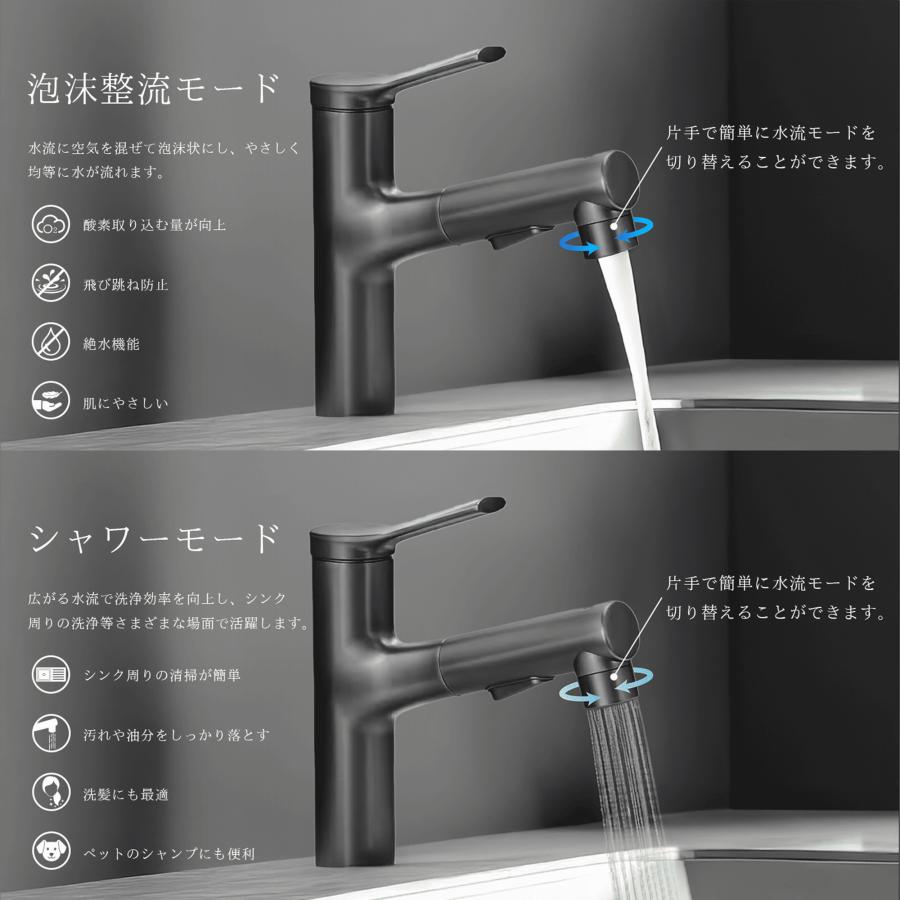 Longsafe 洗面蛇口 混合水栓 キッチン 噴水機能 シャワー 洗面 ホース
