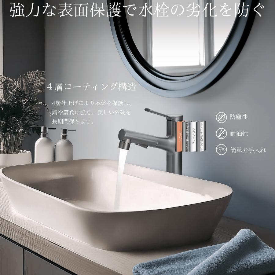 Longsafe 洗面蛇口 混合水栓 キッチン 噴水機能 シャワー 洗面 ホース 