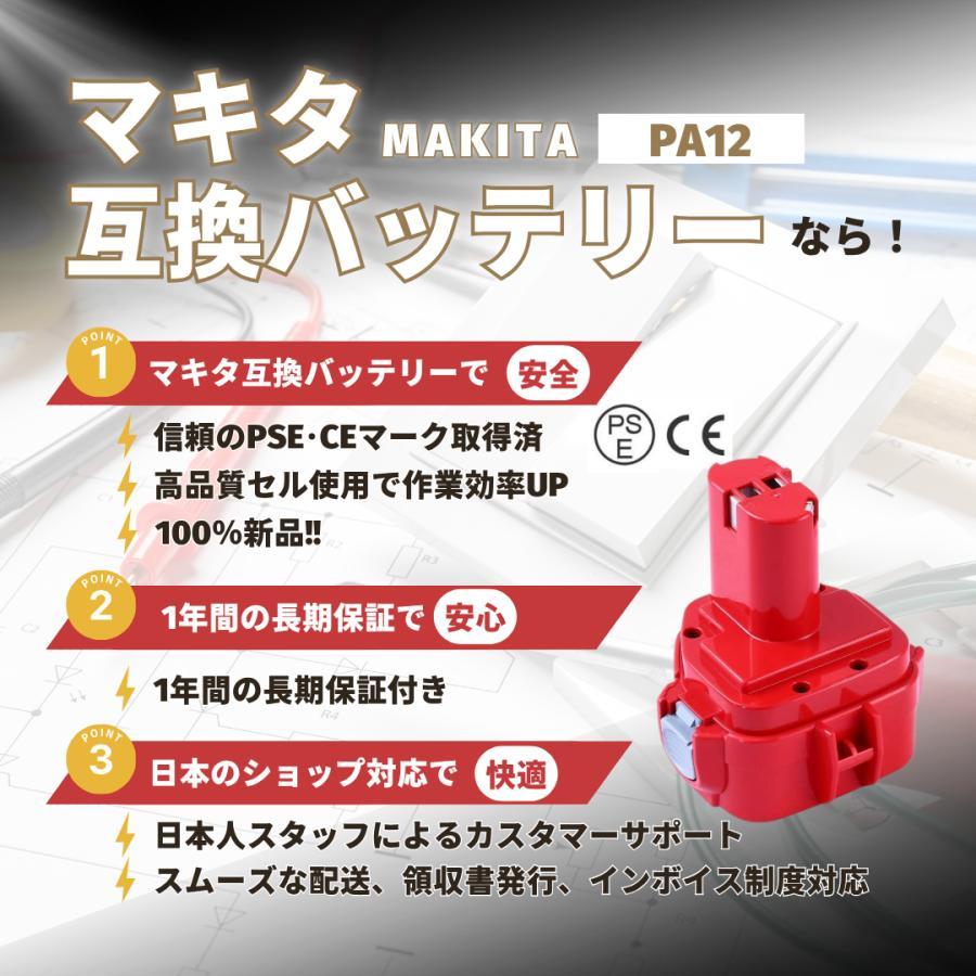 マキタ（makita） 互換品 バッテリー PA12 3.0Ah 3000mAh 大容量 1435