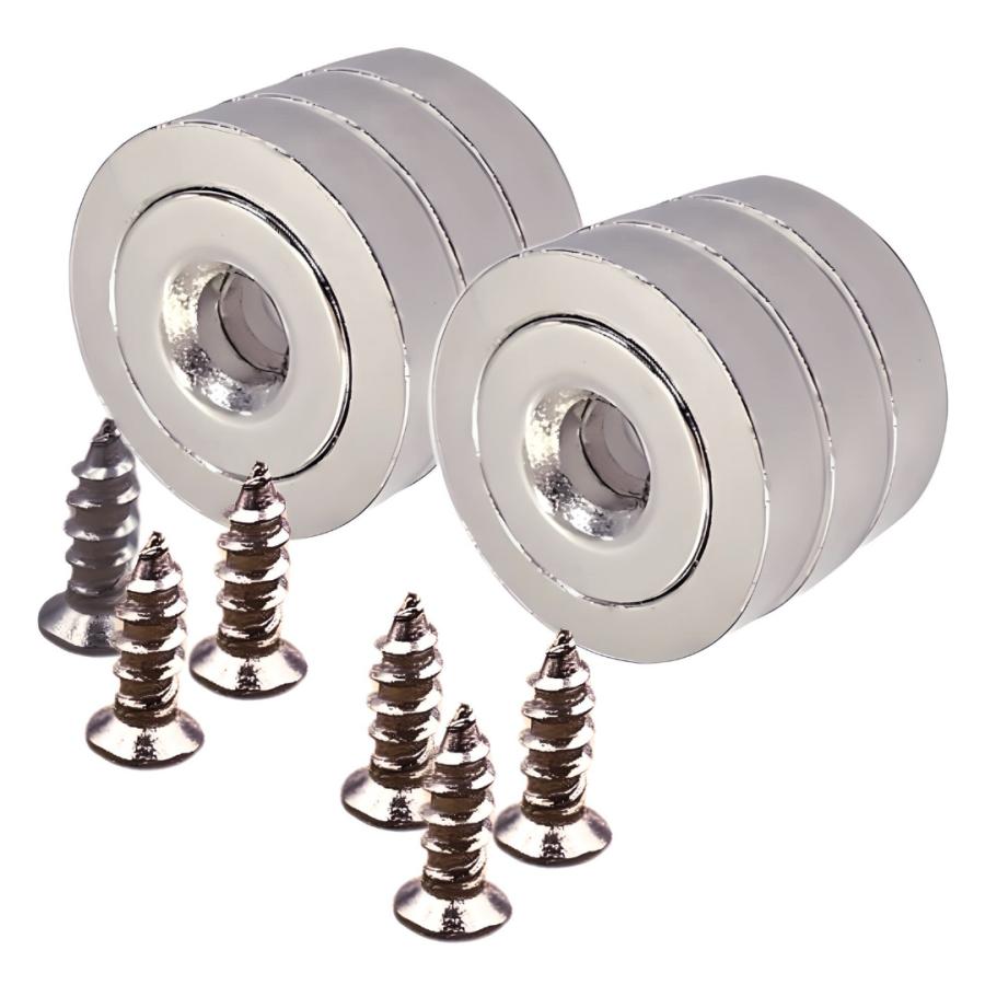 Longsafe 超強力 マグネットフック ネジ 付き 25mm 6個セット 穴