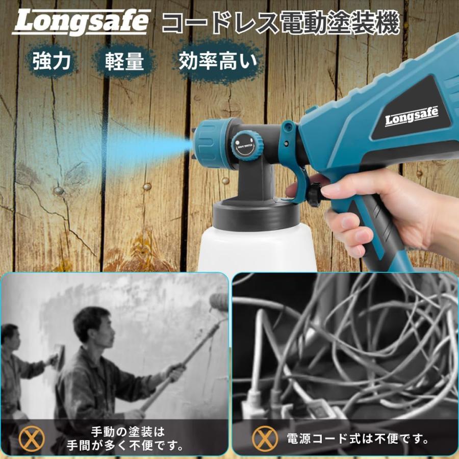 Longsafe マキタ 互換 スプレーガン 電動 充電式 塗装 コードレス 塗装