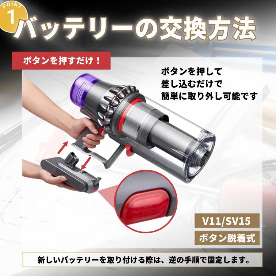 Dyson ダイソン V11 SV15 互換 バッテリー 大容量 4000mAh ボタン固定式 掃除機 交換用 壁掛け ブラケット 対応 Fluffy Absolute Extra (V11/SV15-1) Dyson ダイソン V11 SV15 互換 バッテリー 大容量 4000mAh ボタン固定式 掃除機 交換用 壁掛け ブラケット 対応 Fluffy Absolute Extra (V11/SV15-1)