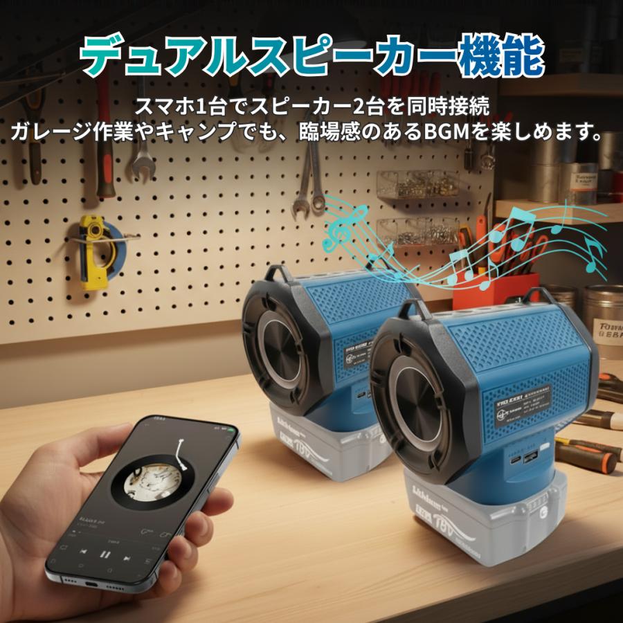 マキタ 互換品 スピーカー Bluetooth デュアルスピーカー Type-C USB-A
