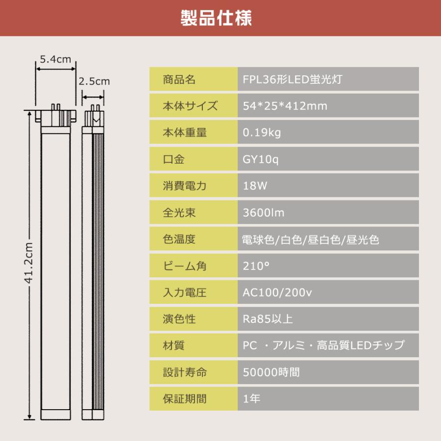 ツイン蛍光灯 LEDに交換 FPL36EL/HF FPL36ELHF FPL36EL 電球色 GY10q口金 FPL36形代替 LEDコンパクト形蛍光灯 LED蛍光灯 コンパクト 18W 3600LM 省エネ 1年保証｜nihon-koueki｜14