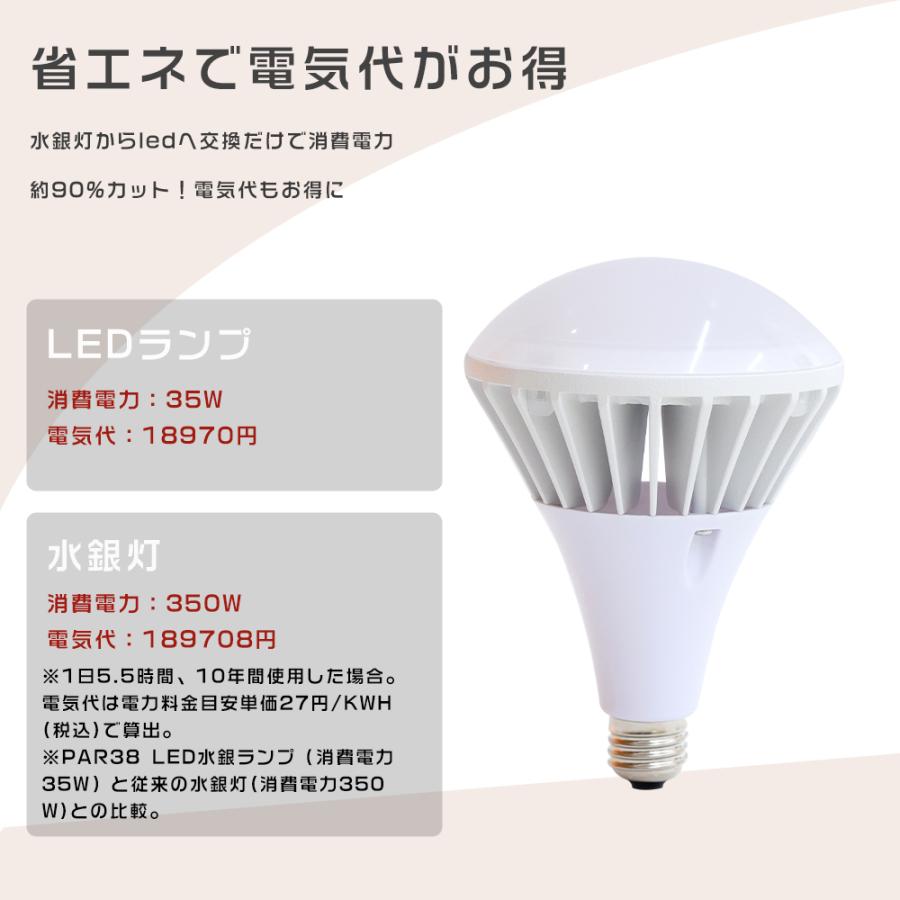 6個セット LEDバラストレス水銀灯 E26 PAR38 350W水銀灯相当 35W 超爆光7000LM ビーム電球 バラストレス水銀ランプ LED高天井器具 IP65防水 看板照明 140°広角の画像