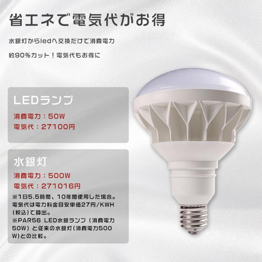 6個セット バラストレス水銀灯 LED E39 PAR56 500W水銀灯相当 50W 超
