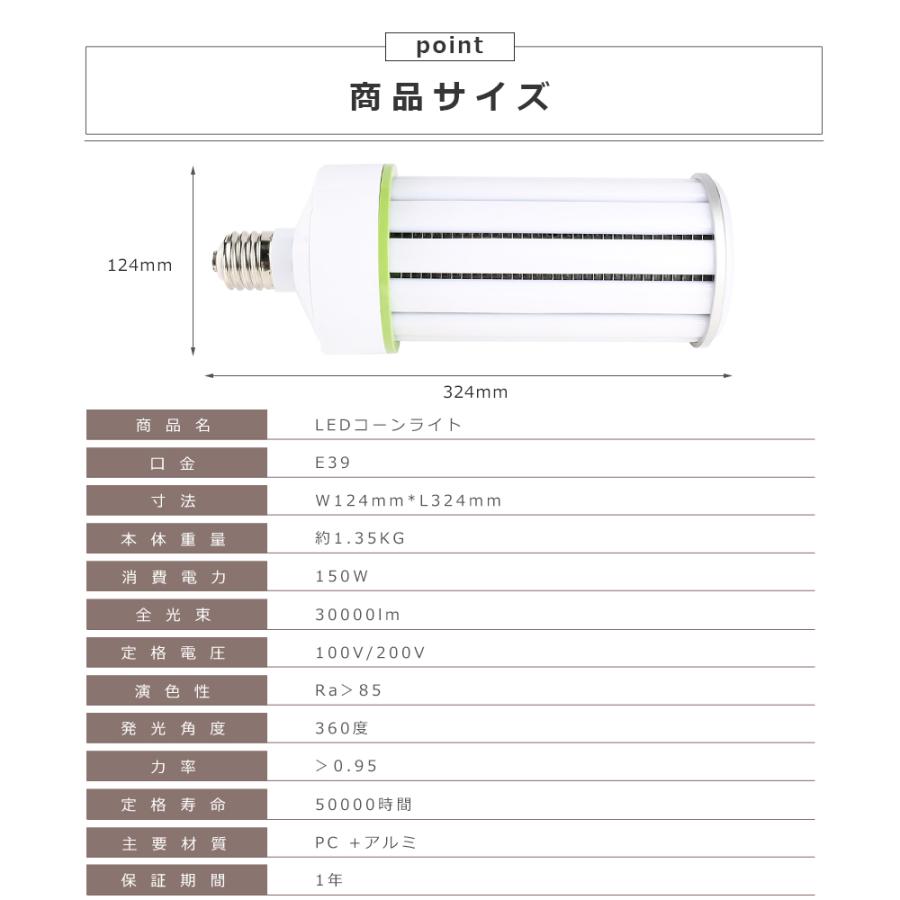 LEDコーンライト 150W E39 電球色3000K 超高輝度30000lm LED水銀灯