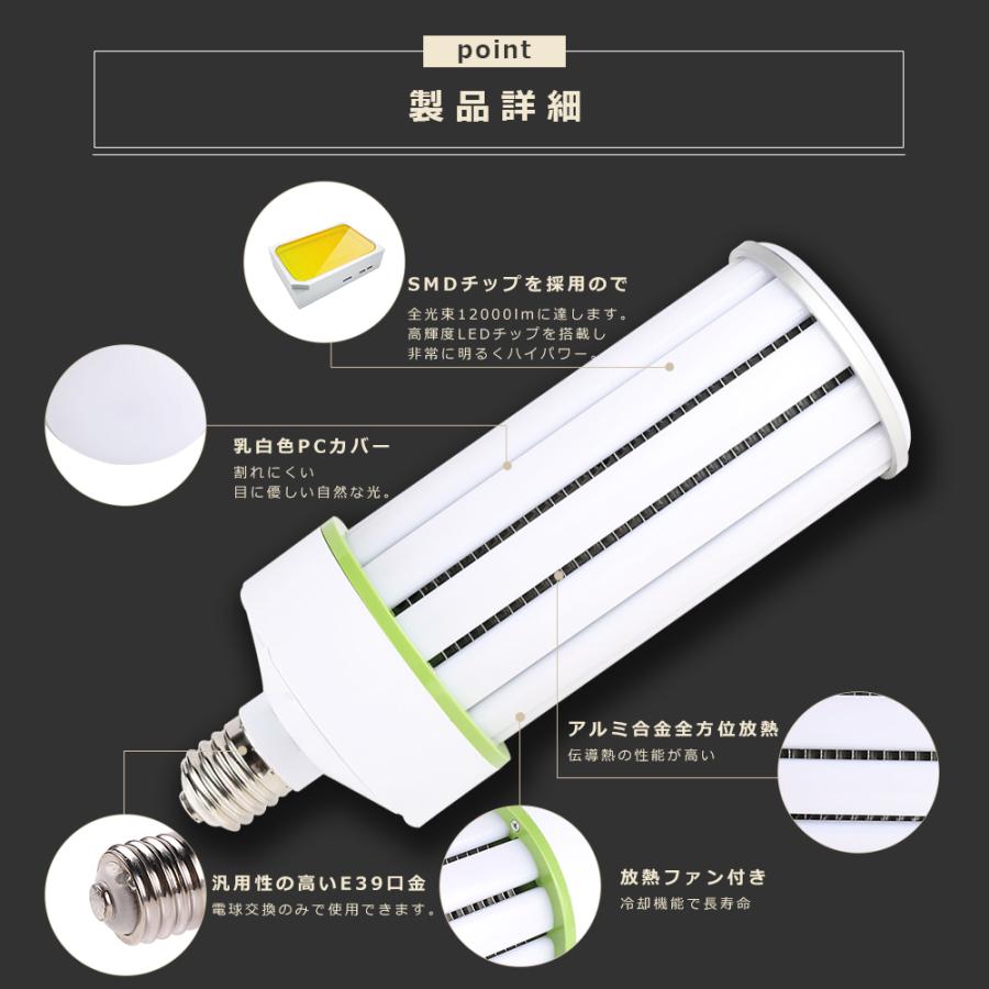 LED水銀灯 400W水銀灯相当 E39 消費電力60W 超高輝度12000lm 軽量型