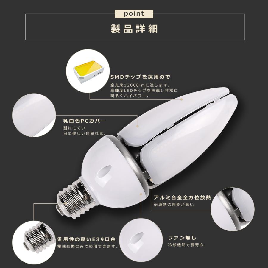 4個セット LEDコーンライト E39 60W 400W相当 超高輝度12000lm IP65 トウモロコシ型 コーン型LED LED水銀灯ランプ 100V 200V 密閉型器具対応 街路灯 倉庫 船舶の画像