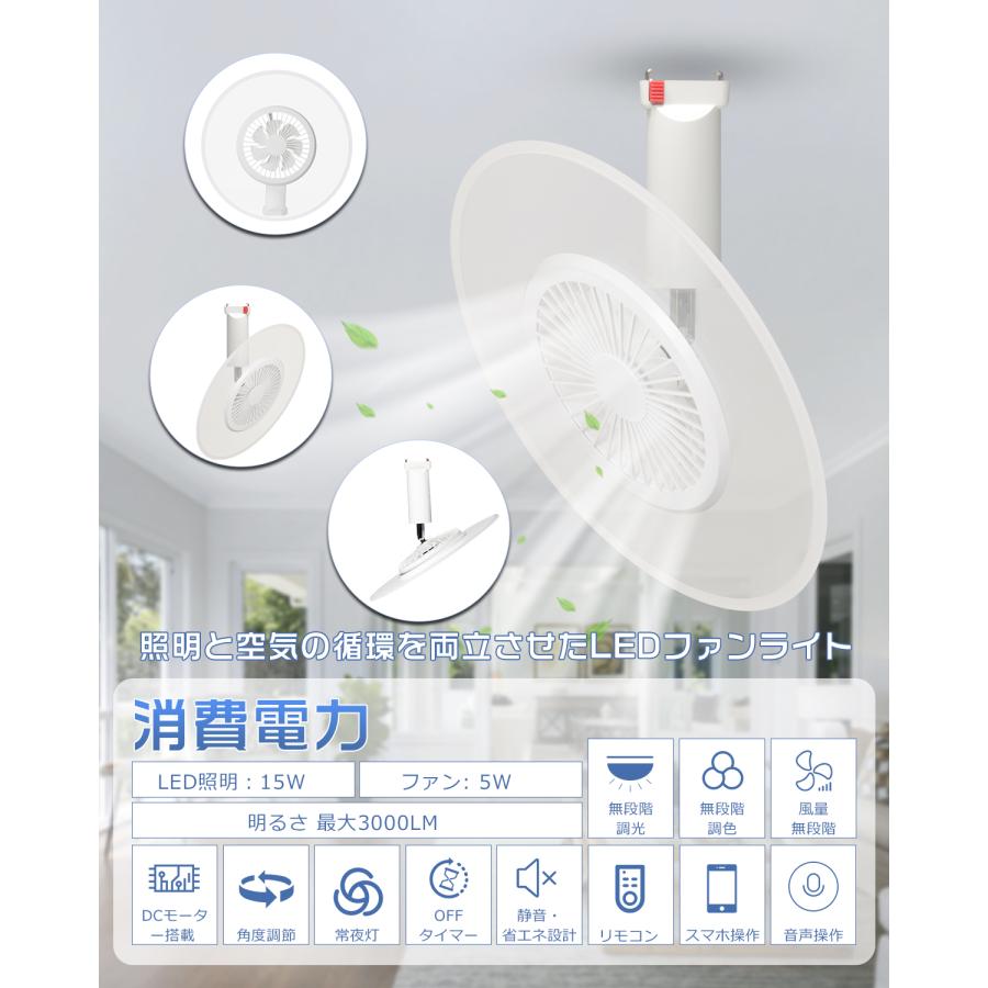 LEDシーリングファンライト 導光板付き 小型 LED リモコン付 ファン