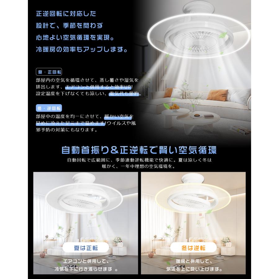 Alexa対応】シーリングファンライト 導光板付き LED 首振り ファン付き