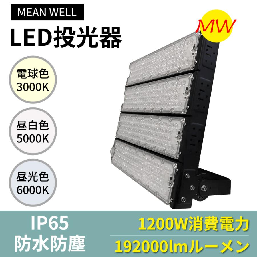 投光器 led 屋外照明 作業灯 大型 防水 1200W 192000lm WEIMALL電源 高