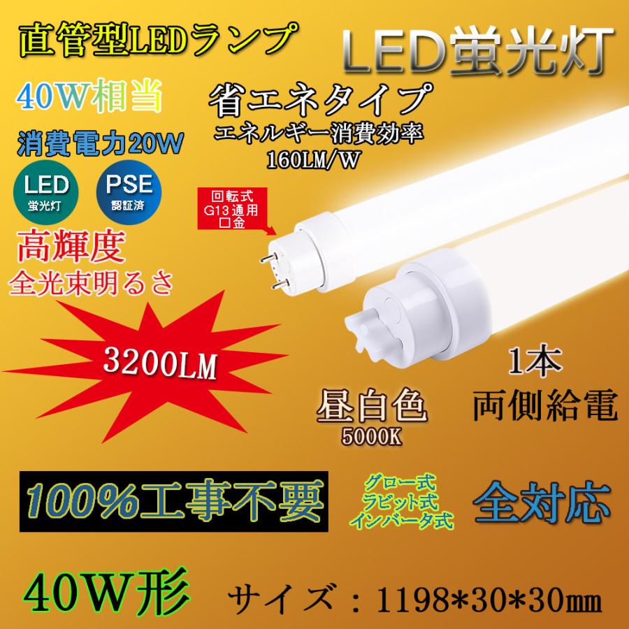 Led蛍光灯 直管蛍光灯 ベースライト 40w形相当 超省エネタイプ 口金g13 消費電力w 30lm T10 1cm 1198mm 全工事不要 Fl40 Flr40 昼白色 Tentl Led40 w T10 1cm Ncolor 余光照明 通販 Yahoo ショッピング