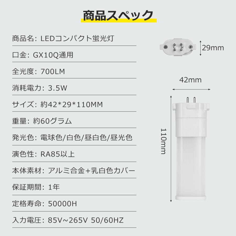LEDコンパクト蛍光灯 GX10q通用口金 消費電力3.5W 高輝度700LM ツイン1