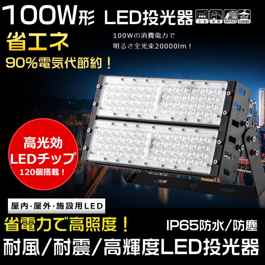 LED投光器 超高輝度 100W 水銀灯1000W相当 20000LM LED作業灯 LED