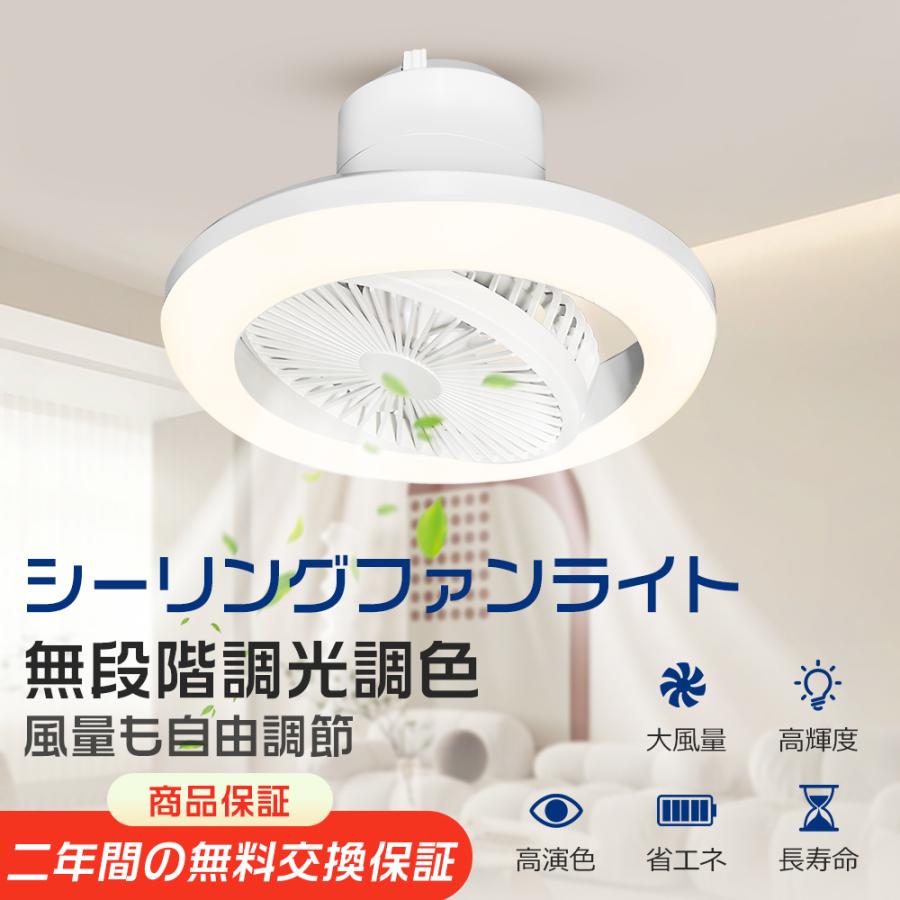 2年保証／ファン付き照明器具 扇風機 首振り スイングモデル