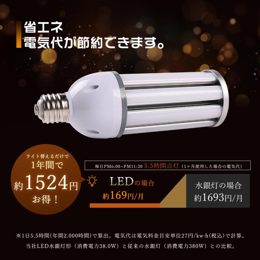 LEDコーンライト トウモロコシ型 E39 38W 高輝度7600LM LED水銀灯 100V