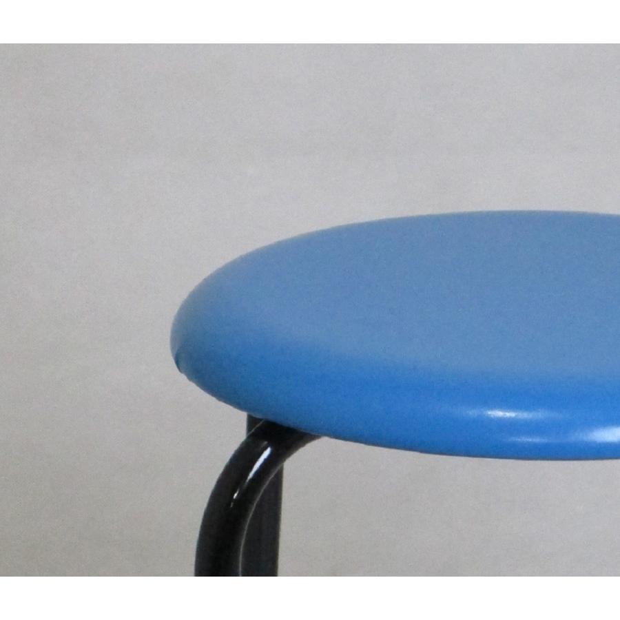 日本製 丸イス 丸椅子 パイプ スツール ローチェア スタッキング 完成品 ブルー 青 at-070ｂl