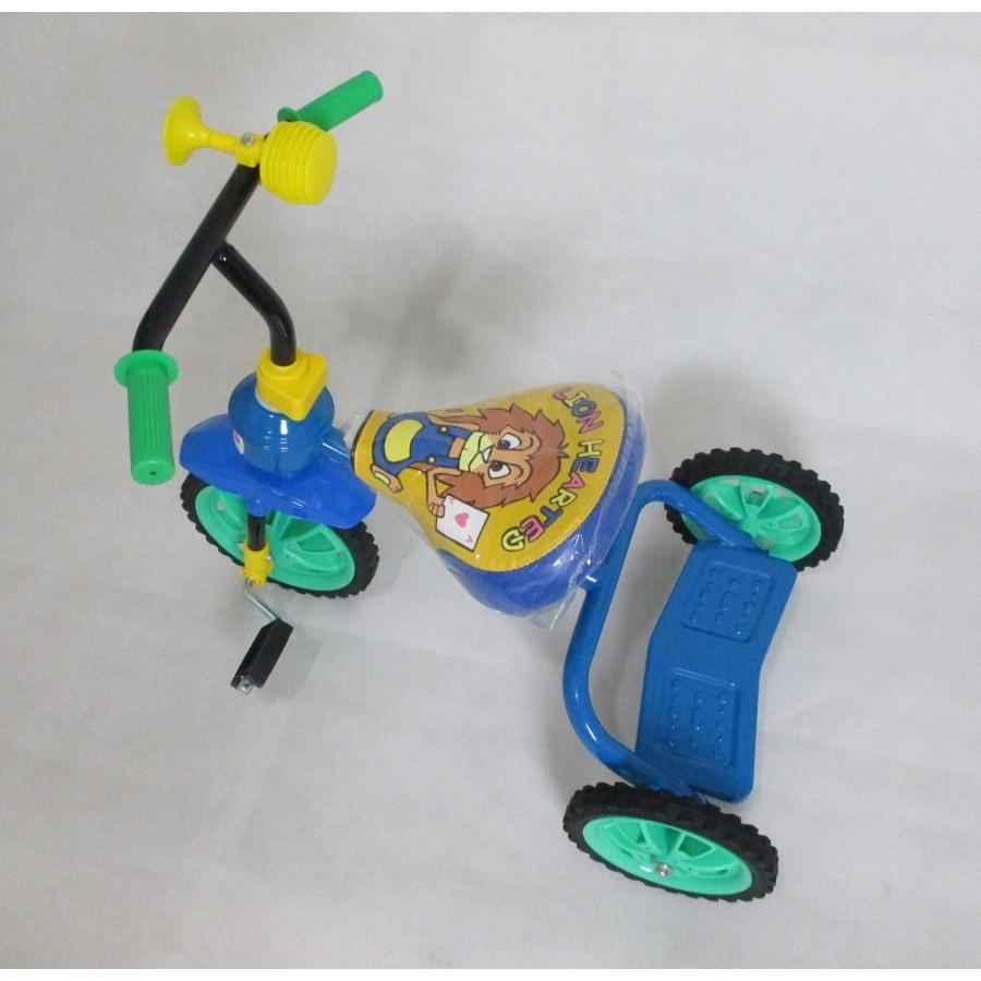 三輪車 豆ダッシュ ちょっと大きめ 人気のライオン柄 幼児 青 ブルー